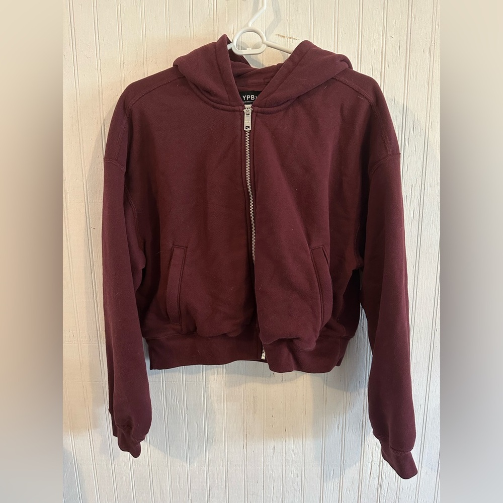 YPB, Zip-Up Bomber Jacket in Deep Burgundy - Picture 2 of 5